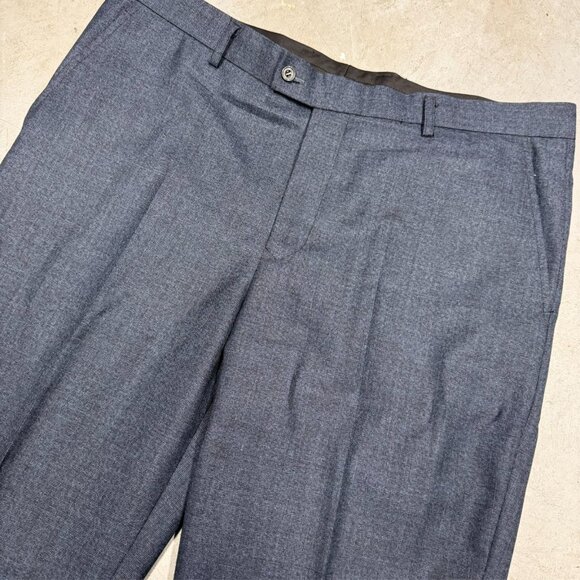 Mens Dress Pants 130s Mink Cashmere Wool Trousers Nailhead Blue 40x27 - Picture 2 of 8